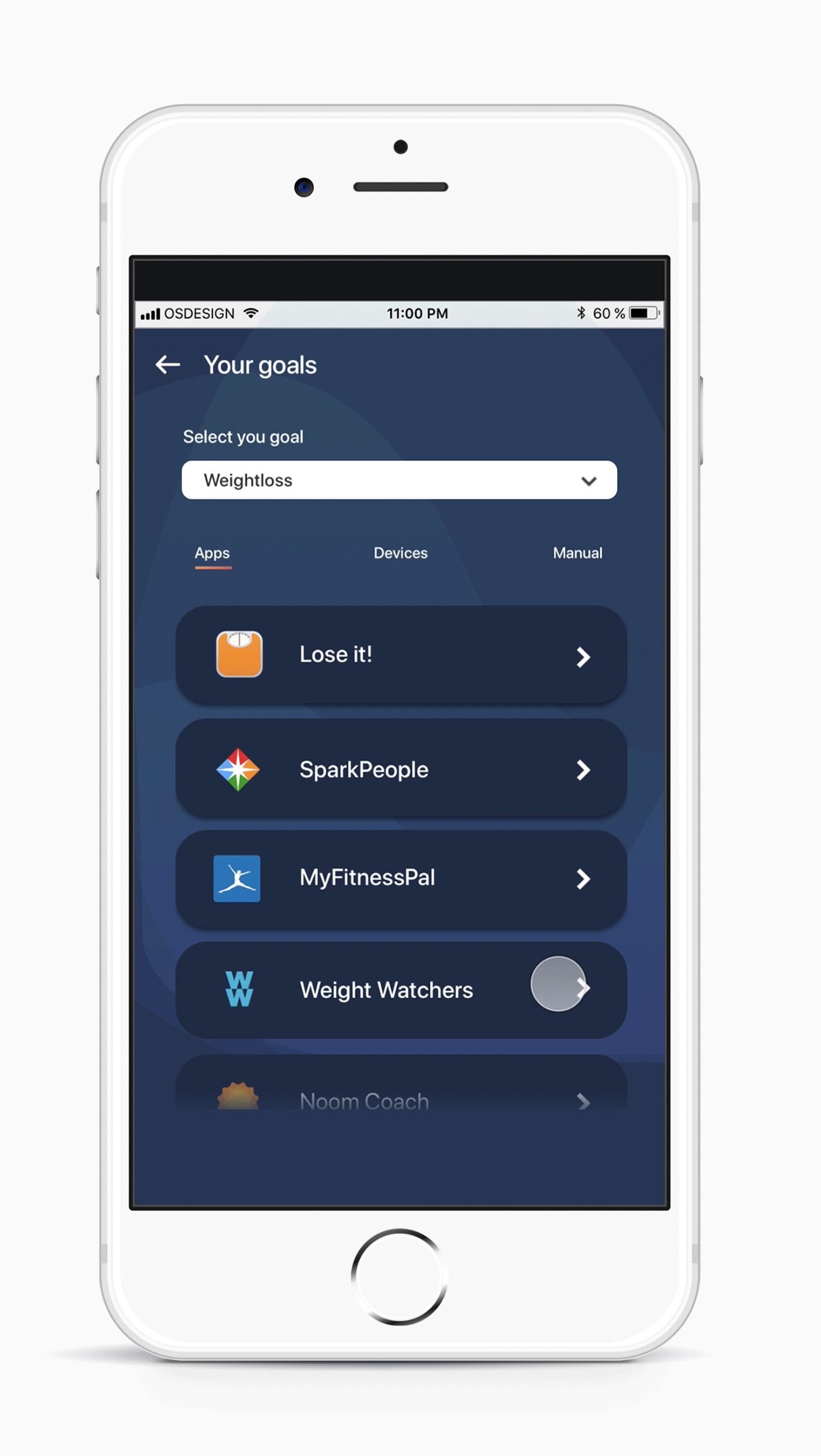 Pick a goal and collect data from various sources to track your progress. Sync your Konnect app to other health tracking apps or to the smart devices that you use. You can also manually enter your data to track your progress.