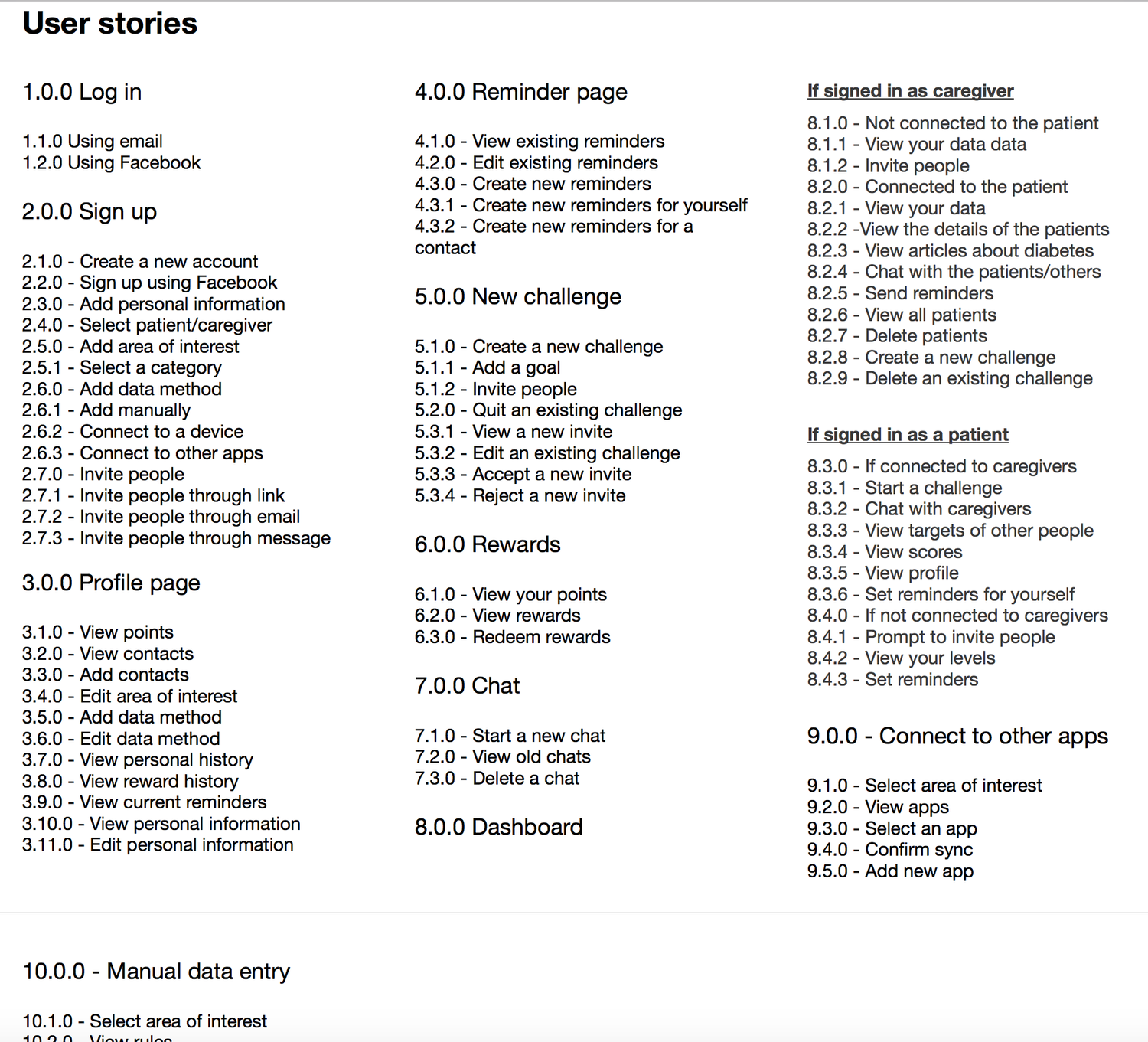 Konnect user stories