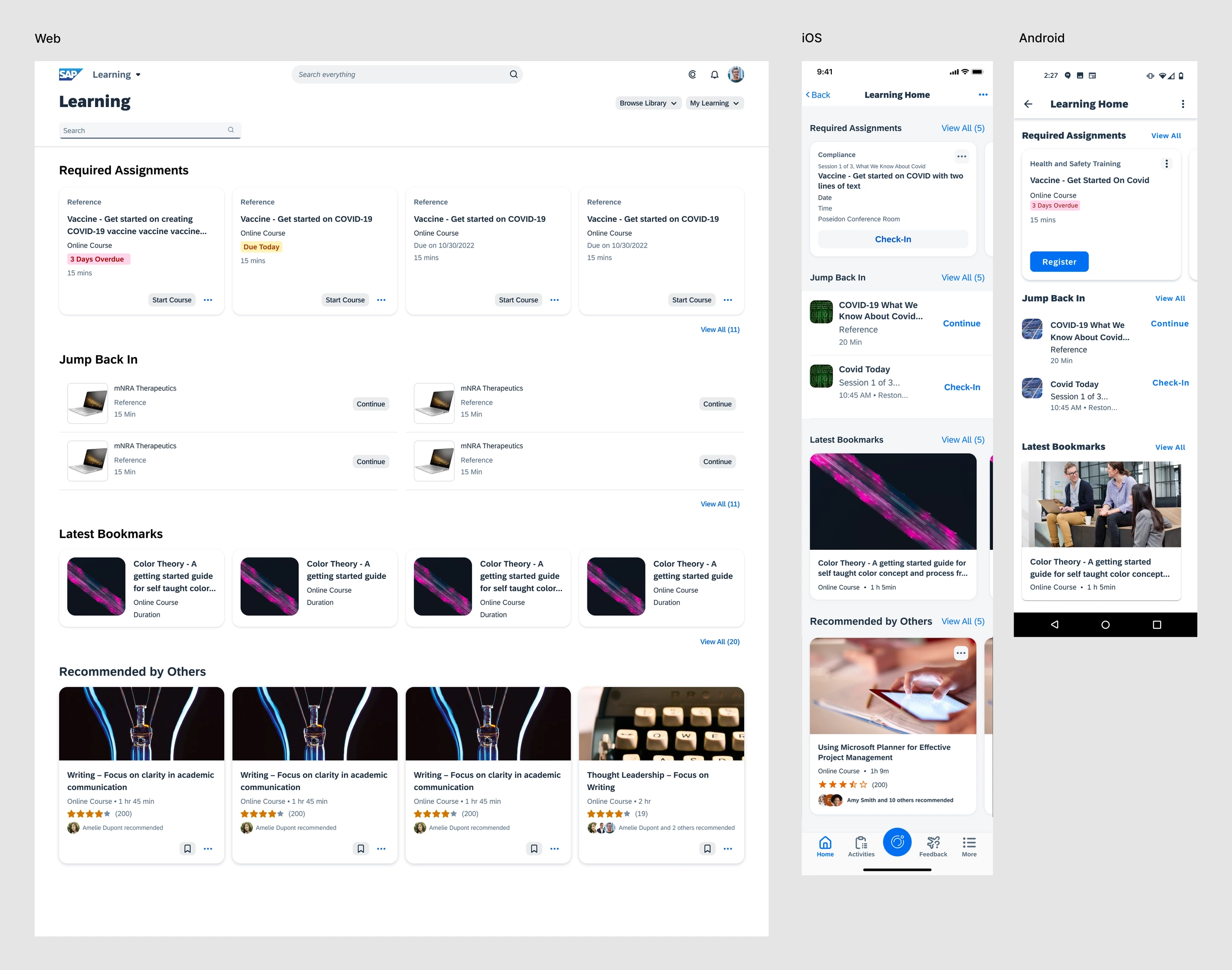 Final SAP SuccessFactors Learning Homepage design